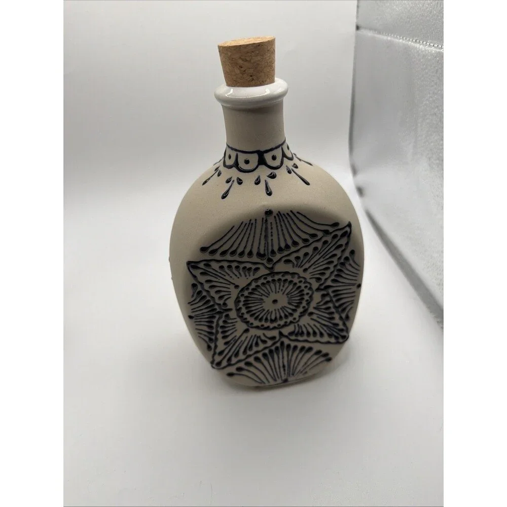 NOVICA Artisan Handblown Ceramic Tequila Decanter And Shot Glasses Skull Design
